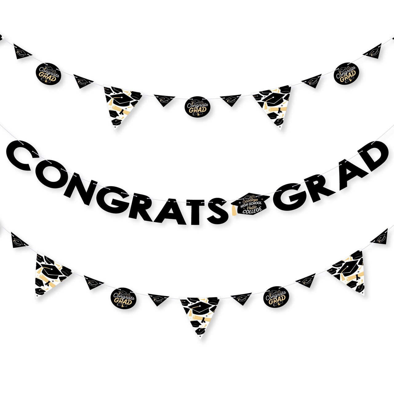 Big Dot of Happiness Goodbye High School, Hello College - Graduation Party Letter Banner Decoration - 36 Banner Cutouts & Congrats Grad Banner Letters